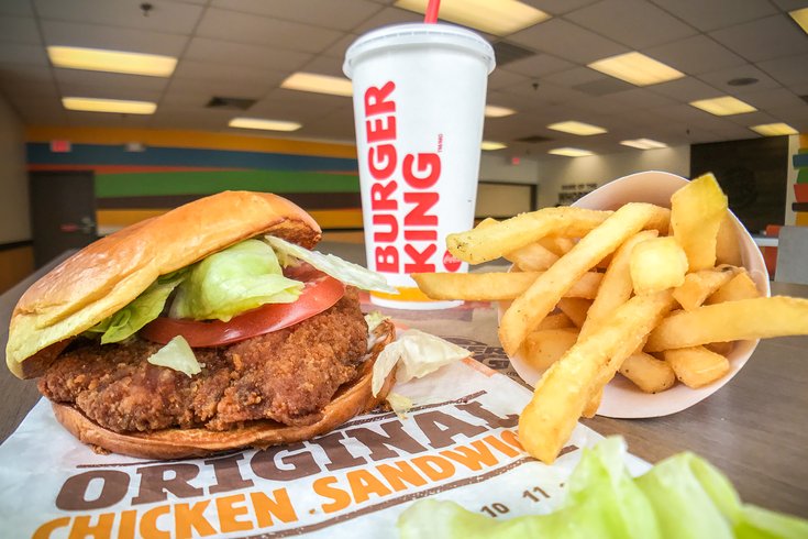 Burger King signature dishes The Whopper, Original Chicken Sandwich, Bacon King, Croissan'wich